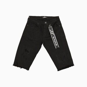 Savar Men's Ripped Jet Black Shorts (Brand New)